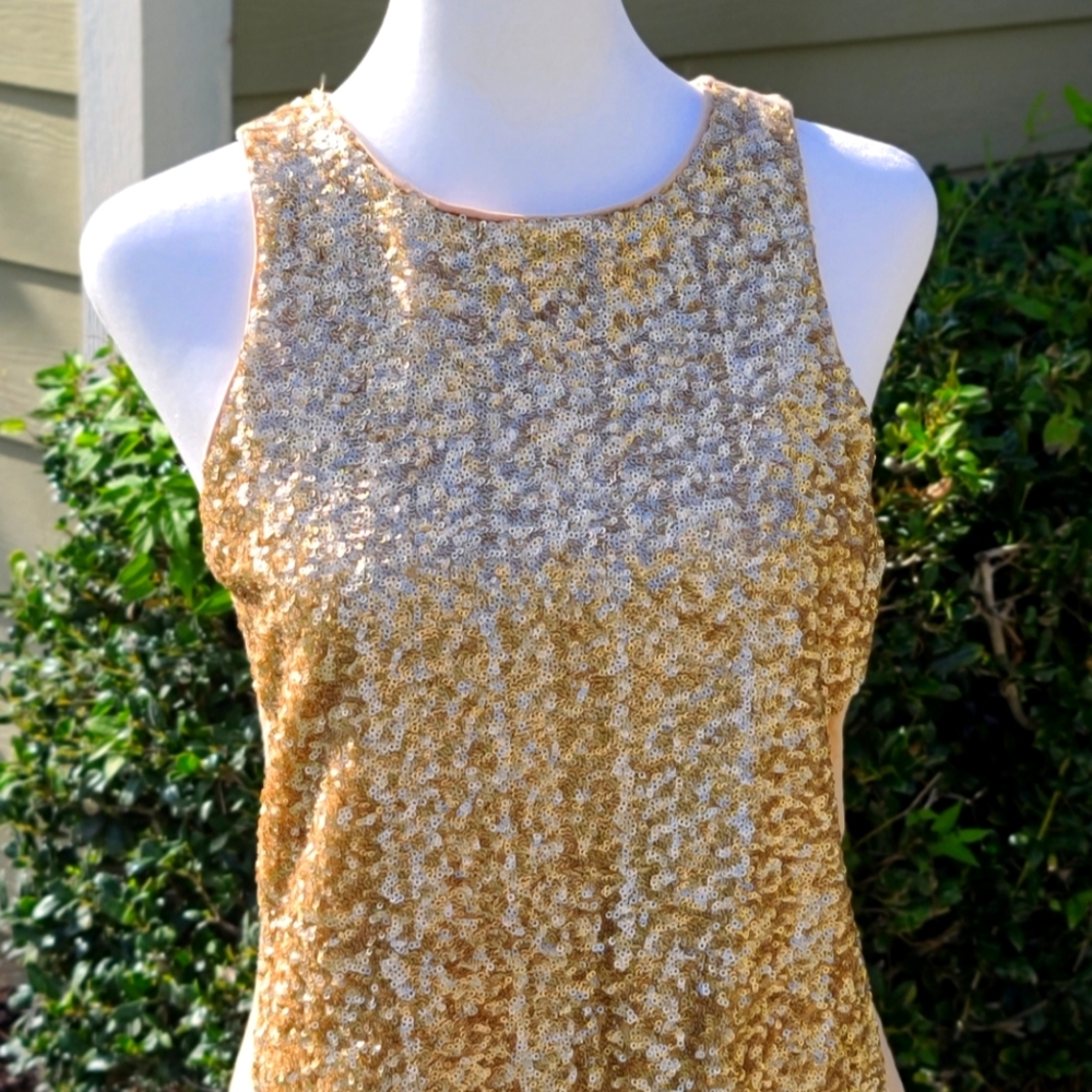 Express Sequins Tank Top Fairy Gold Small